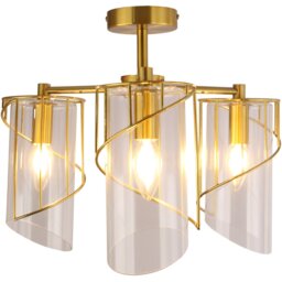 Georgie Brass 3 Arm Glass Flush Ceiling Fitting - thumbnail 1