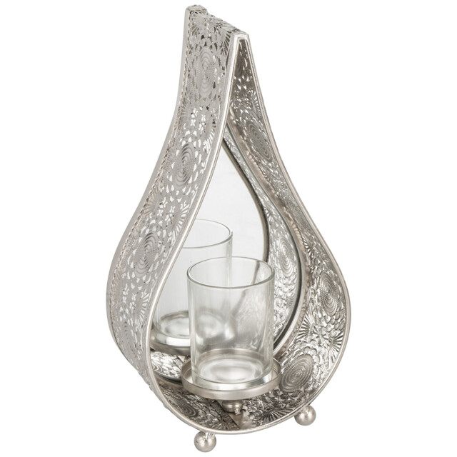 Teardrop Silver Candle Lantern