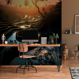 Erismann Tropical Paradise Sunset 3 Panels Wall Mural