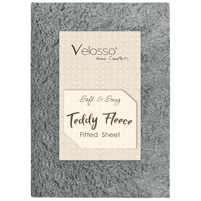 Velosso Super King Silver Teddy Fleece Fitted Sheet - image 1