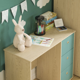 Junior Vida Neptune 3 Drawer Blue and Oak Desk - thumbnail 3