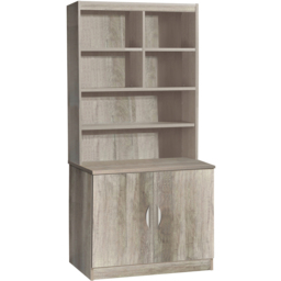 R White Cabinets 2 Door Grey Desk Height Cupboard with Hutch - thumbnail 2