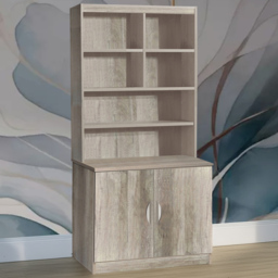 R White Cabinets 2 Door Grey Desk Height Cupboard with Hutch - thumbnail 1