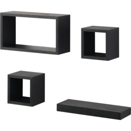 Set of 4 Latitude Floating Shelves - Black