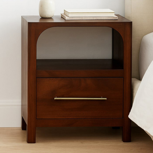 Artisan Furniture Brown Single Drawer Single Arched Edge Solid Wood Bedside Table - image 1