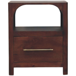 Artisan Furniture Brown Single Drawer Single Arched Edge Solid Wood Bedside Table - thumbnail 2