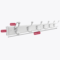 Headbourne White and Ceramic 6 Hook Coat Rail - thumbnail 4