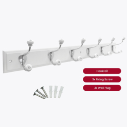 Headbourne White and Ceramic 6 Hook Coat Rail - thumbnail 2