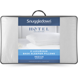 Snuggledown Back Sleeper Medium Support Pillow 2 Pack