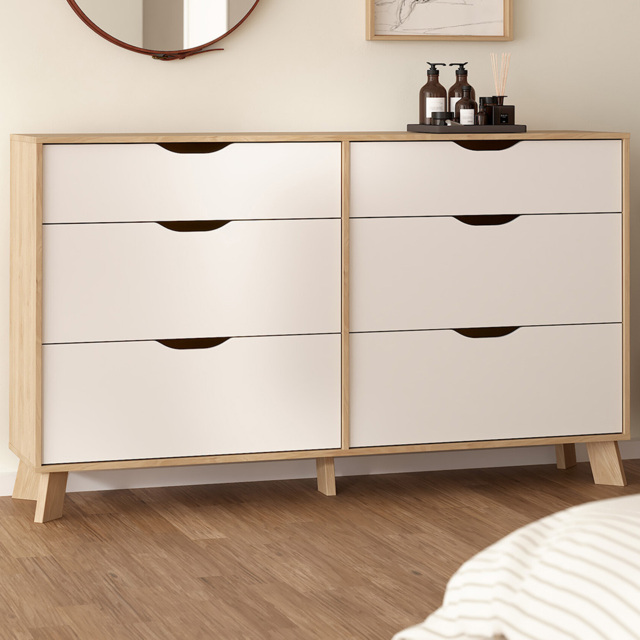 Furniture To Go Ikast 6 Drawer Brown and White Chest of Drawers - image 1