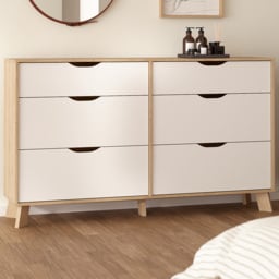 Furniture To Go Ikast 6 Drawer Brown and White Chest of Drawers - thumbnail 1