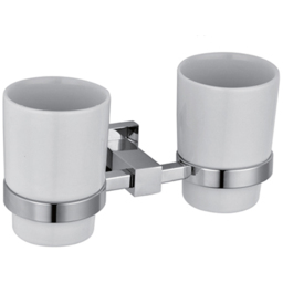 Nes Home Square Chrome Wall Mounted Double Glass Tumbler