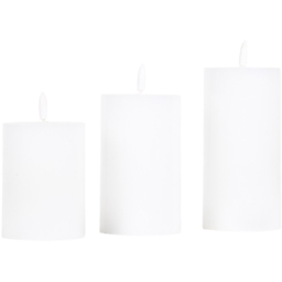 Set of 3 White Flat Top LED Candles with Remote - White - thumbnail 2