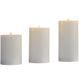 Set of 3 White Flat Top LED Candles with Remote - White