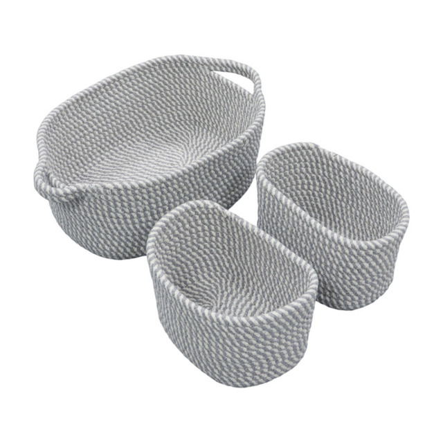 JVL Edison Rectangular Cotton Rope Storage with Handles 3 Pack - image 1