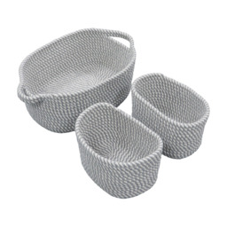 JVL Edison Rectangular Cotton Rope Storage with Handles 3 Pack