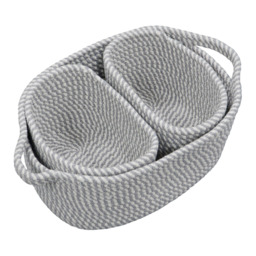 JVL Edison Rectangular Cotton Rope Storage with Handles 3 Pack - thumbnail 3