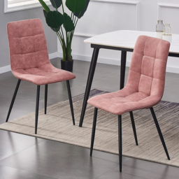 Henri Pink Faux Suede Leather Dining Chair Set of 2