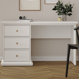 Florence Paris 3 Drawer Desk White - thumbnail 1