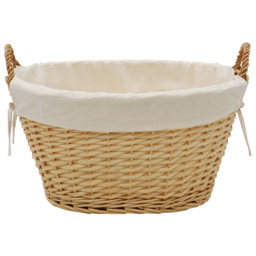 JVL 77l Acacia Honey Oval Willow Storage Basket with Liner - thumbnail 3