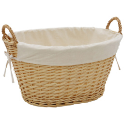 JVL 77l Acacia Honey Oval Willow Storage Basket with Liner
