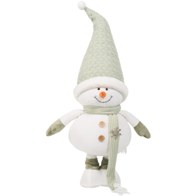 Mistletoe Cottage Sage and White Extendable Cosy Standing Christmas Snowman - image 1