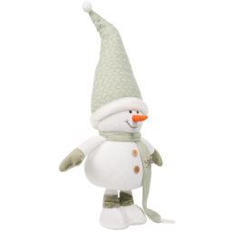 Mistletoe Cottage Sage and White Extendable Cosy Standing Christmas Snowman - thumbnail 2