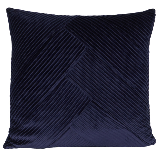 My Home Navy Piper Pleated Velvet Cushion 45 x 45cm - image 1