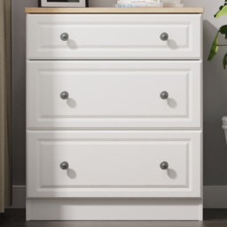 Crowndale Norfolk White Ash and Bardolino Oak 3 Drawer Deep Chest of Drawers Ready Assembled - thumbnail 1