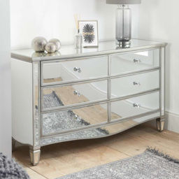 Birlea Elysee 6 Drawer Mirrored Wide Chest of Drawers - thumbnail 1