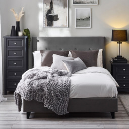 Julian Bowen Shoreditch Double Slate Grey High Headboard Bed - thumbnail 1