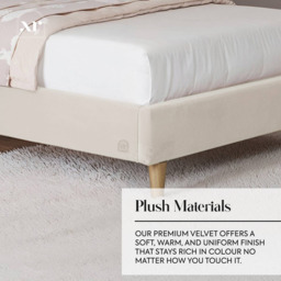 XR Living Lily Ivory Single Velvet Bed Frame with App Controlled RGB LED Light - thumbnail 3