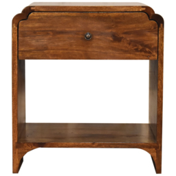 Artisan Furniture Newton Brown Single Drawer Single Shelf Solid Wood Bedside Table - thumbnail 3