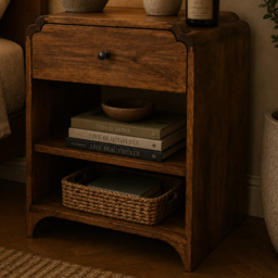 Artisan Furniture Newton Brown Single Drawer Single Shelf Solid Wood Bedside Table - thumbnail 1