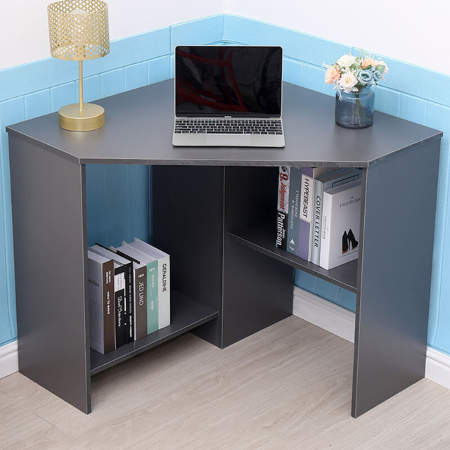 Home Source Wellington 2 Shelf Grey Corner Office Desk - image 1
