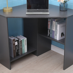Home Source Wellington 2 Shelf Grey Corner Office Desk - thumbnail 4