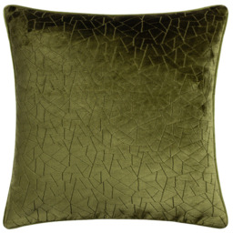 Hoem Malans Olive Cut Velvet Piped Cushion