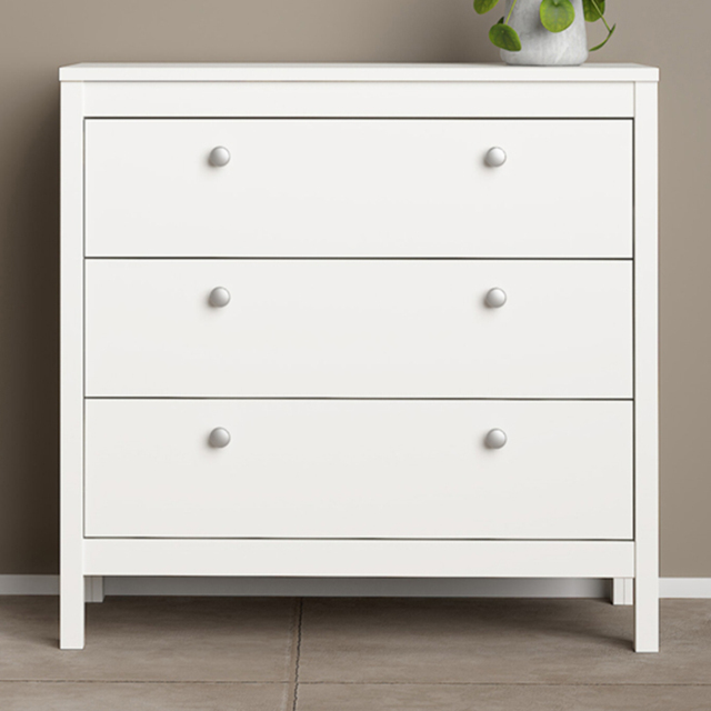 Florence Madrid 3 Drawer White Chest of Drawers - image 1
