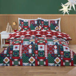 Multicolour Double Novie Patchwork Christmas Duvet Set - thumbnail 1