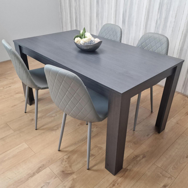 Kosy Koala 4 Seater Faux Leather Gem Pattern Dining Grey - image 1