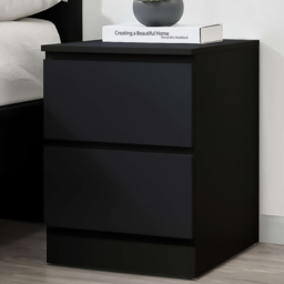 Oslo 2 Drawer Black Bedside Table - thumbnail 1