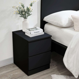 Oslo 2 Drawer Black Bedside Table - thumbnail 3