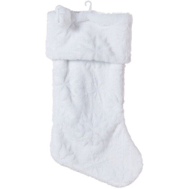 Snowflake Embossed White Christmas Stocking 46cm - image 1