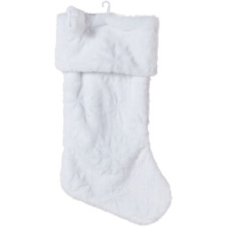 Snowflake Embossed White Christmas Stocking 46cm - thumbnail 1