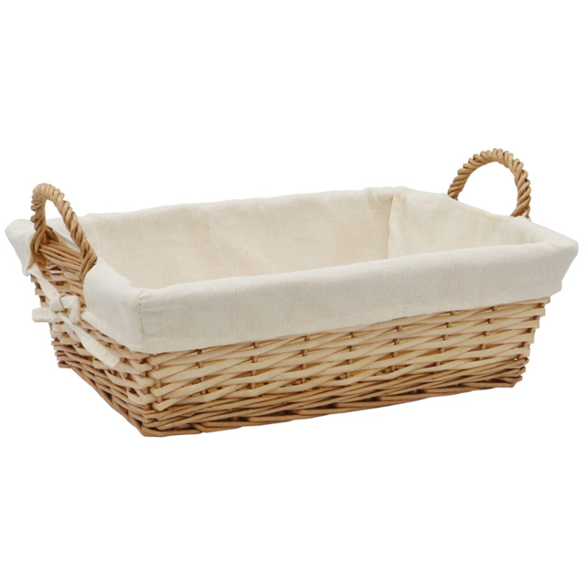 JVL 10L Acacia Honey Rectangular Willow Storage Basket with Lining 10L - image 1
