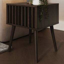 GFW Rowan Walnut Single Drawer Slatted Compact Lamp Table - thumbnail 1