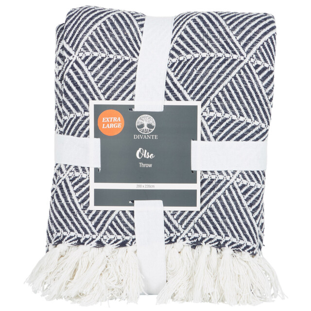Divante Oslo Navy and White Geometric Throw 200 x 220cm - image 1