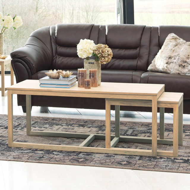 Florence Cornus Oak Nest of Tables Set of 3 - image 1