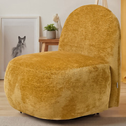 Living and Home Chenille Upholstered Yellow Lounge Chair