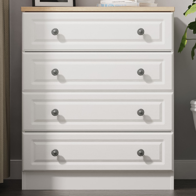 Crowndale Norfolk White Ash and Bardolino Oak 4 Drawer Chest of Drawers Ready Assembled - image 1